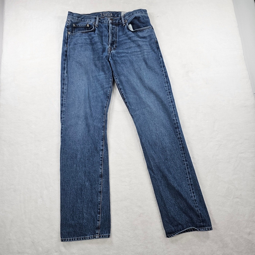 Gap 1969 Made In USA Straight Fit Jeans Zion Wash Blue Denim Mens 32x32 HO21